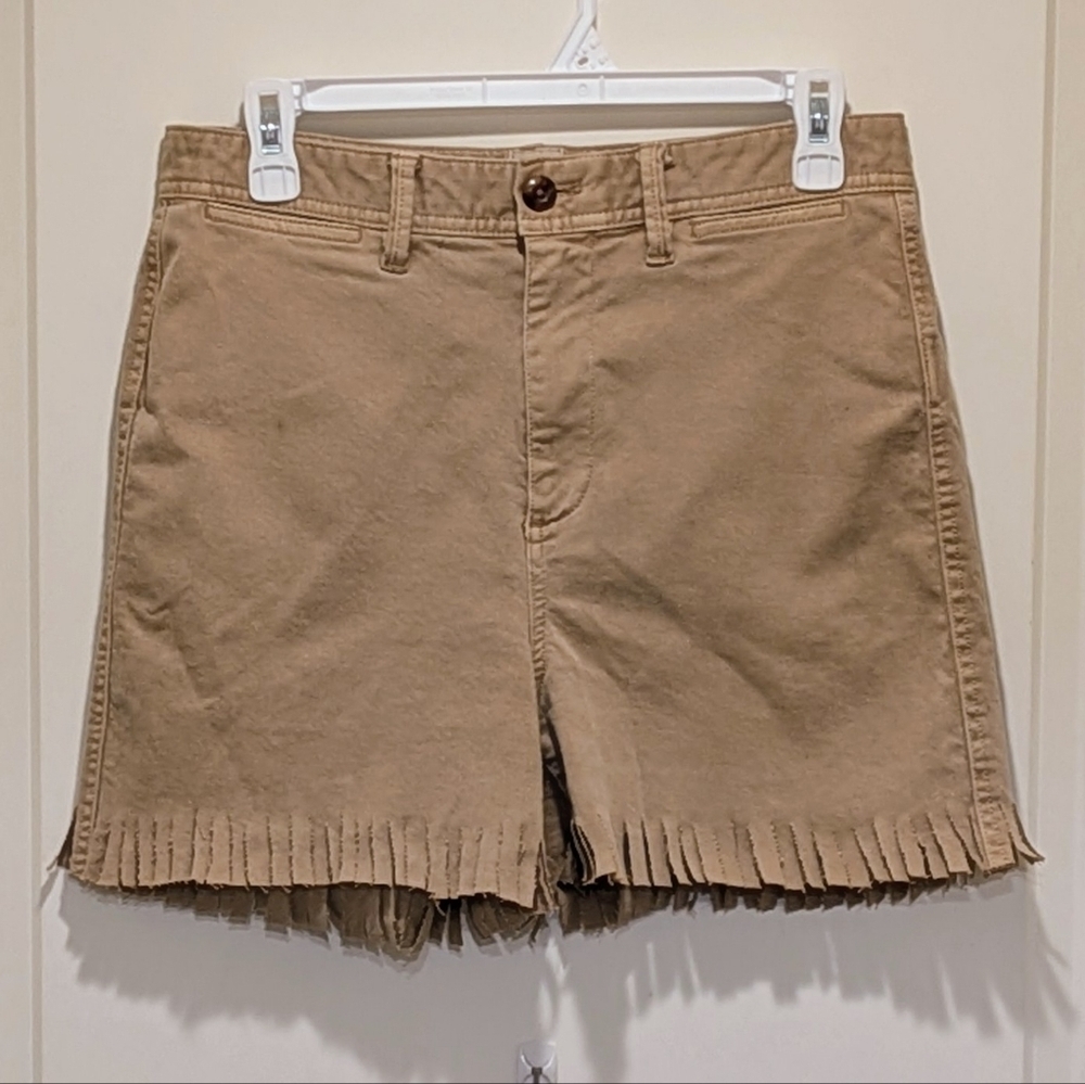 3/$30 EUC DIY Gap 6 Cutoff Fringe High Rise Tan Khaki Shorts
